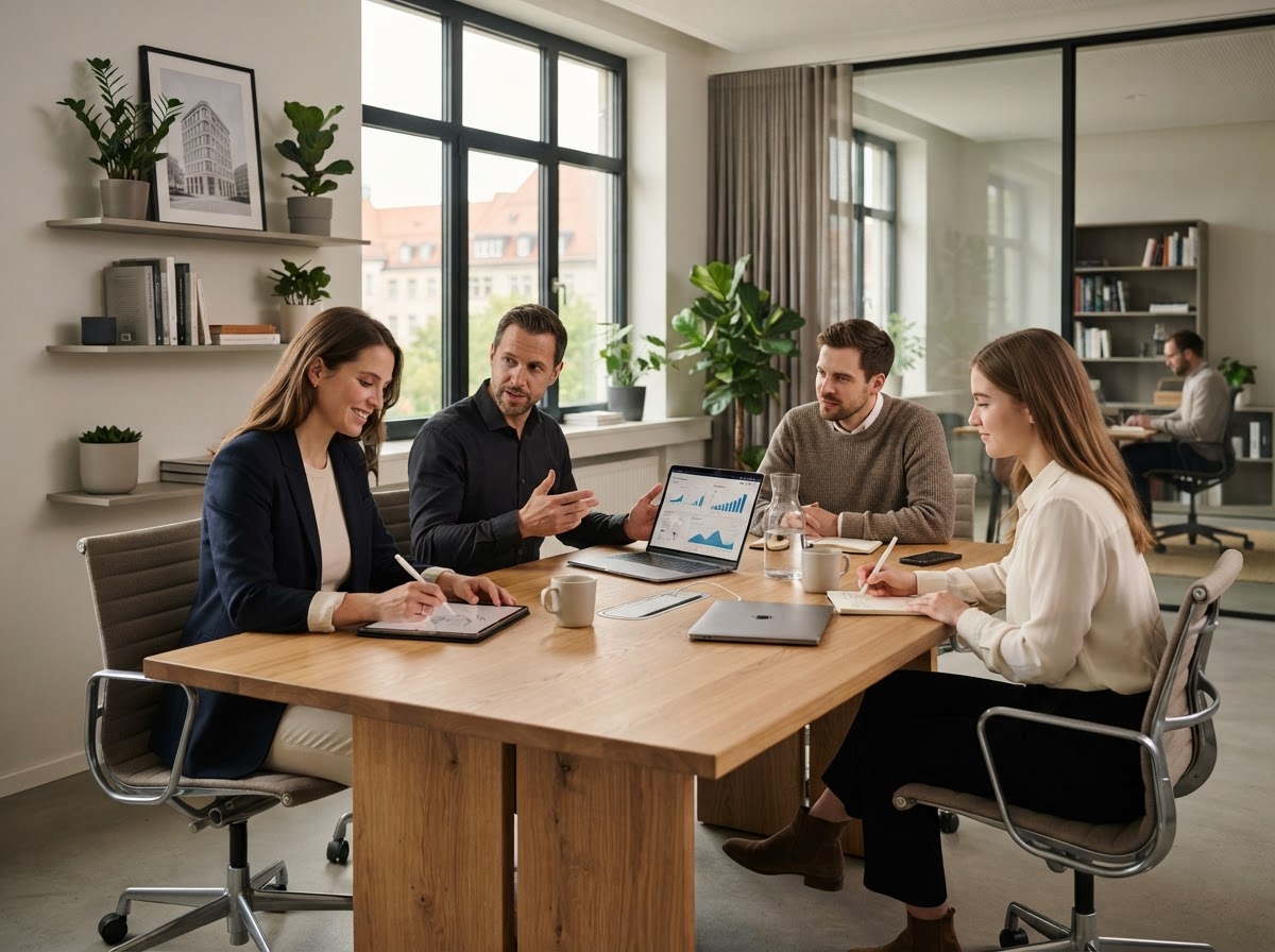 Fovelyum Team bei der Auswertung von Markt- und Risikodaten